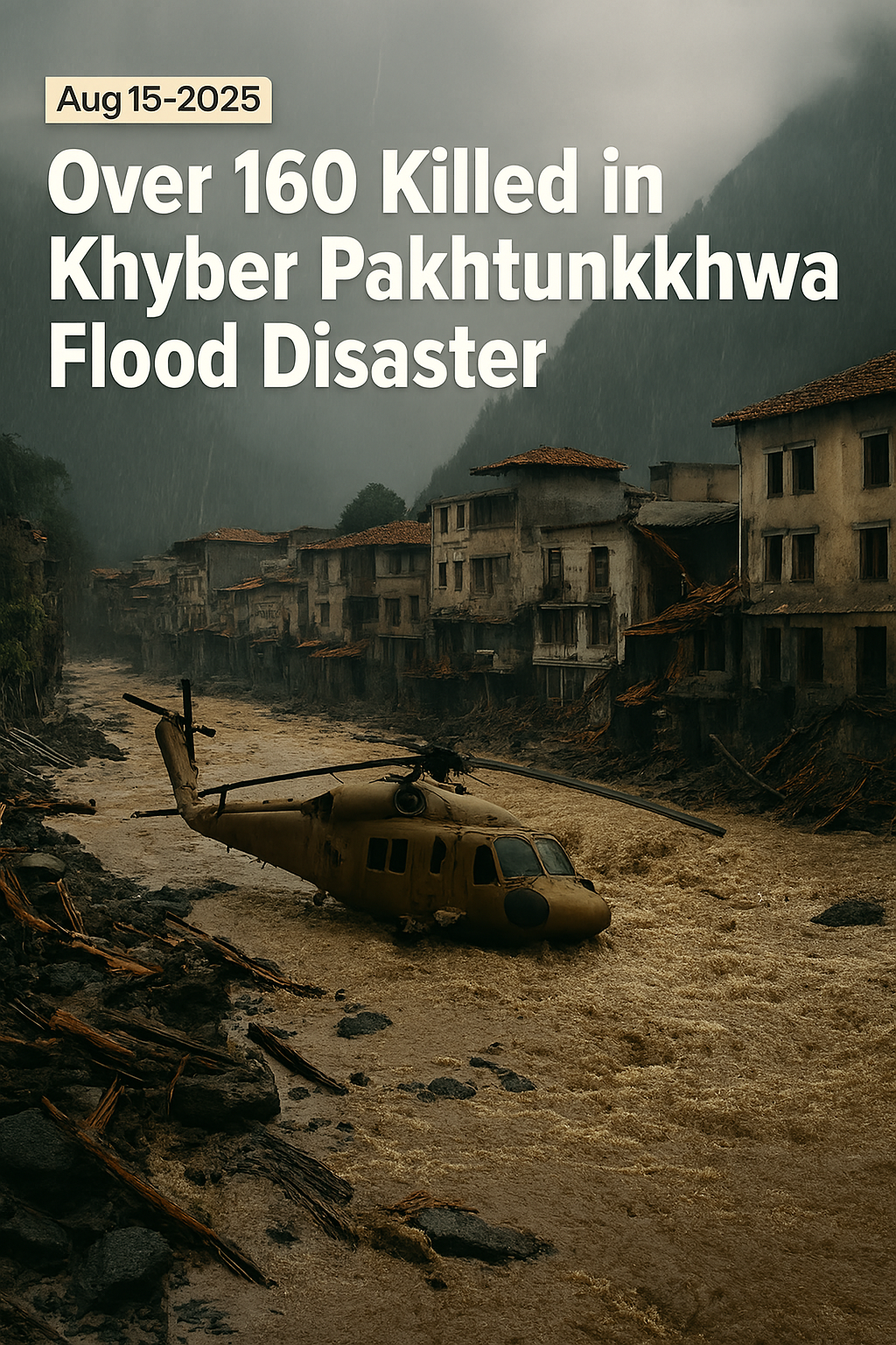 Aug 15, 2025 — In one of the deadliest flood disasters in recent years, more than 160 people have been killed in northwestern Pakistan’s Khyber Pakhtunkhwa province over the past 24 hours, according to local officials. The unprecedented downpour has triggered flash floods, landslides, and widespread devastation, cutting off several remote communities from relief operations. The death toll surged after a Pakistan Army rescue helicopter crashed in the province during ongoing relief efforts. Officials confirmed that all five crew members aboard were killed instantly. The crash occurred in an area where visibility had dropped sharply due to dense clouds and relentless rain. Worst-hit Areas Districts including Buner, Swat, Shangla, and Upper Dir have been severely impacted. Floodwaters have swept away homes, bridges, and roads, leaving thousands stranded. Many residents have been forced to seek shelter in schools, mosques, and government buildings on higher ground. The Provincial Disaster Management Authority (PDMA) reported that rescue teams are facing extreme challenges due to blocked roads, collapsed infrastructure, and the risk of further landslides. “The scale of the destruction is unlike anything we’ve seen in years,” one official said. Rescue and Relief Efforts Pakistan Army, Frontier Corps, and local administration teams have been deployed to evacuate residents and deliver aid. However, with telecommunications disrupted in many areas, coordination is proving difficult. Boats, temporary bridges, and heavy machinery are being used to reach isolated villages. The government has declared a state of emergency in Khyber Pakhtunkhwa and appealed for immediate humanitarian assistance from both domestic and international agencies. Emergency relief packages, including food, drinking water, tents, and medical supplies, are being sent to affected districts. Economic and Infrastructural Damage While damage estimates are still being compiled, early assessments suggest significant losses in agriculture, livestock, and infrastructure. Many flood-affected areas in Khyber Pakhtunkhwa rely heavily on farming, and the destruction of crops and irrigation channels will likely worsen food security concerns in the coming months. Transport networks have also been crippled, with key roads to the northern tourist regions of Swat and Chitral rendered impassable. Tourism businesses, already struggling from previous years’ natural disasters, fear major financial losses. Climate Change Concerns Meteorologists have attributed the intense rainfall to a combination of monsoon patterns and localised cloudbursts, worsened by the effects of climate change. Pakistan — one of the most climate-vulnerable countries in the world — has been facing increasingly severe monsoon seasons. Environmental experts warn that without significant investment in flood management systems, such disasters will become even more frequent and deadly. National Mourning and Condolences Prime Minister Shehbaz Sharif expressed deep sorrow over the loss of lives and the helicopter crash, calling the fallen crew “heroes who made the ultimate sacrifice in the line of duty.” Flags will be flown at half-mast for a day of national mourning. The floods in Khyber Pakhtunkhwa mark one of the deadliest single-day natural disasters in Pakistan since the catastrophic 2022 floods, which killed over 1,700 people nationwide.